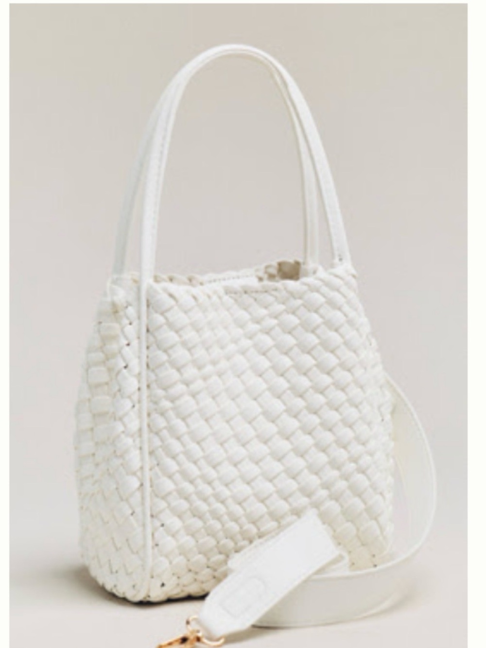 Anthropologie White Woven Bucket Tote